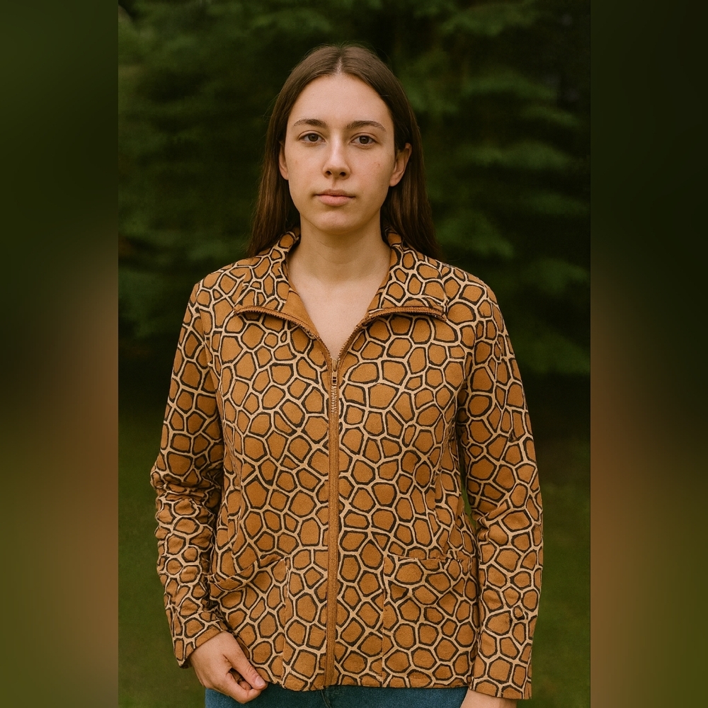 Soft Surroundings Weekender Giraffe Print Light Weight Jacket‎ Size XL